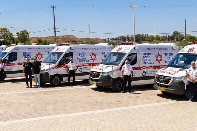 The International Fellowship of Christians and Jews distributed funds to purchase five armored ambulances for Magen David Adom, June 2025. Credit: Courtesy.
