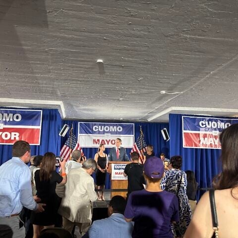Former New York governor Andrew Cuomo concedes the Democratic mayoral primary to Zohran Mamdani on June 24, 2025. Photo by Vita Fellig.