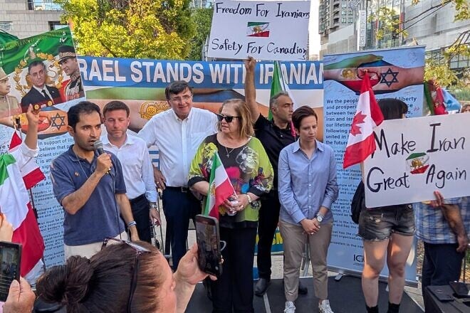 An estimated 1,000 people marched in unity against the Iranian regime in Toronto on June 22, 2025. Credit: Courtesy of Salman Sima.