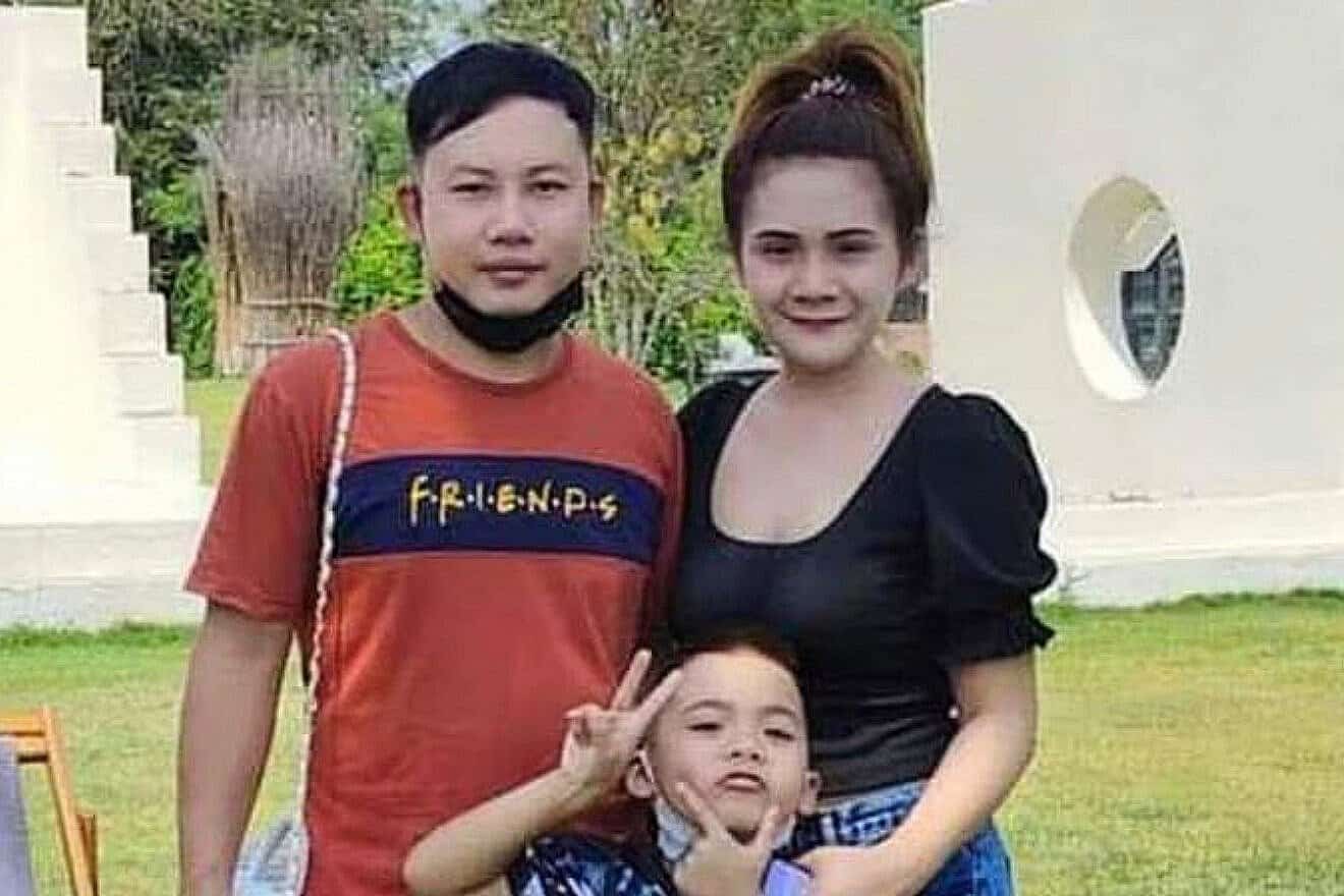 Nattapong Pinta with his family in Thailand. Credit: Hostages and Missing Families Forum.