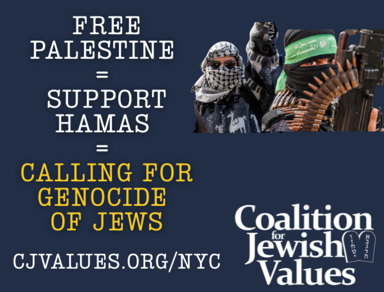 Times Square campaign links Free Palestine with call for Jewish genocide
