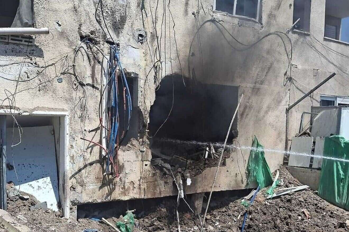 Damage after an Iranian drone hit a home in the northern Israeli city of Beit She'an, June 21, 2025. Credit: Magen David Adom.