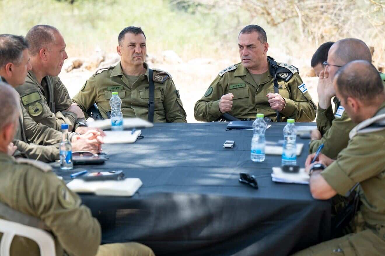 IDF Chief of Staff Lt. Gen. Eyal Zamir with Southern Command commanders, June 18, 2025. Credit: IDF.