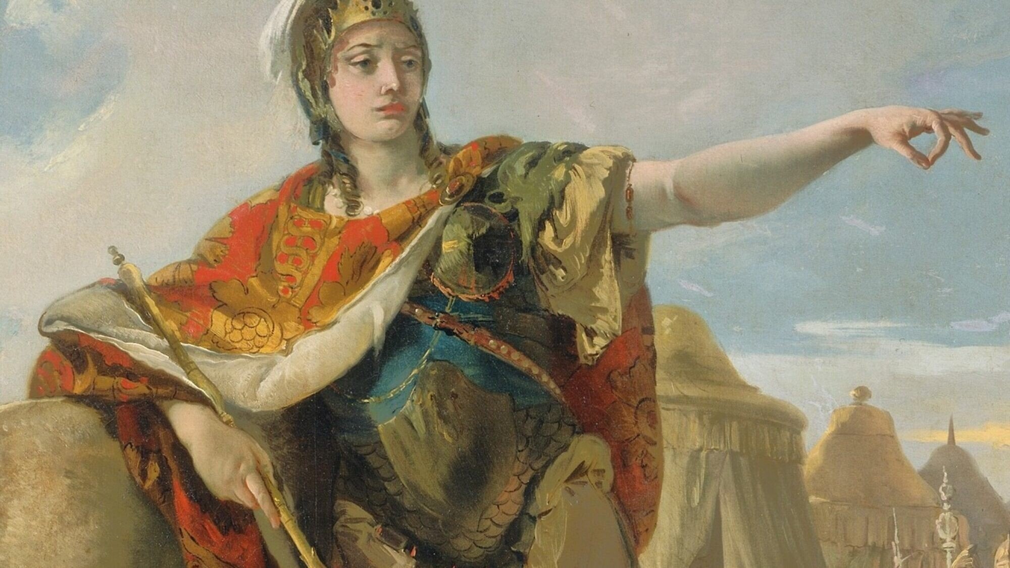 Detail of "Queen Zenobia Addressing Her Soldiers," oil on canvas, painted by Giovanni Battista Tiepolo between 1725 and 1730. Credit: Courtesy of National Gallery of Art, Washington/Samuel H. Kress Collection.