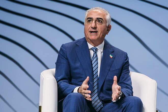 Reza Pahlavi speaks at a television studio in New York in March 2025. Credit: Courtesy of Pahlavi.