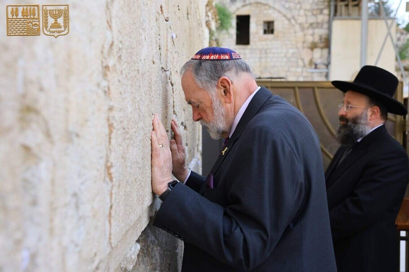 U.S. Ambassador to Israel Mike Huckabee prays at the Western Wall in Jerusalem, July 1, 2025.
Credit: Western Wall Heritage Foundation.