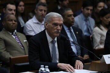 Robert Groves, interim president of Georgetown University, testifies at a committee hearing about antisemitism on campus with leaders from Georgetown, City University of New York and University of California, Berkeley, July 15, 2025. Credit: Courtesy of the House Committee on Education and Workforce.