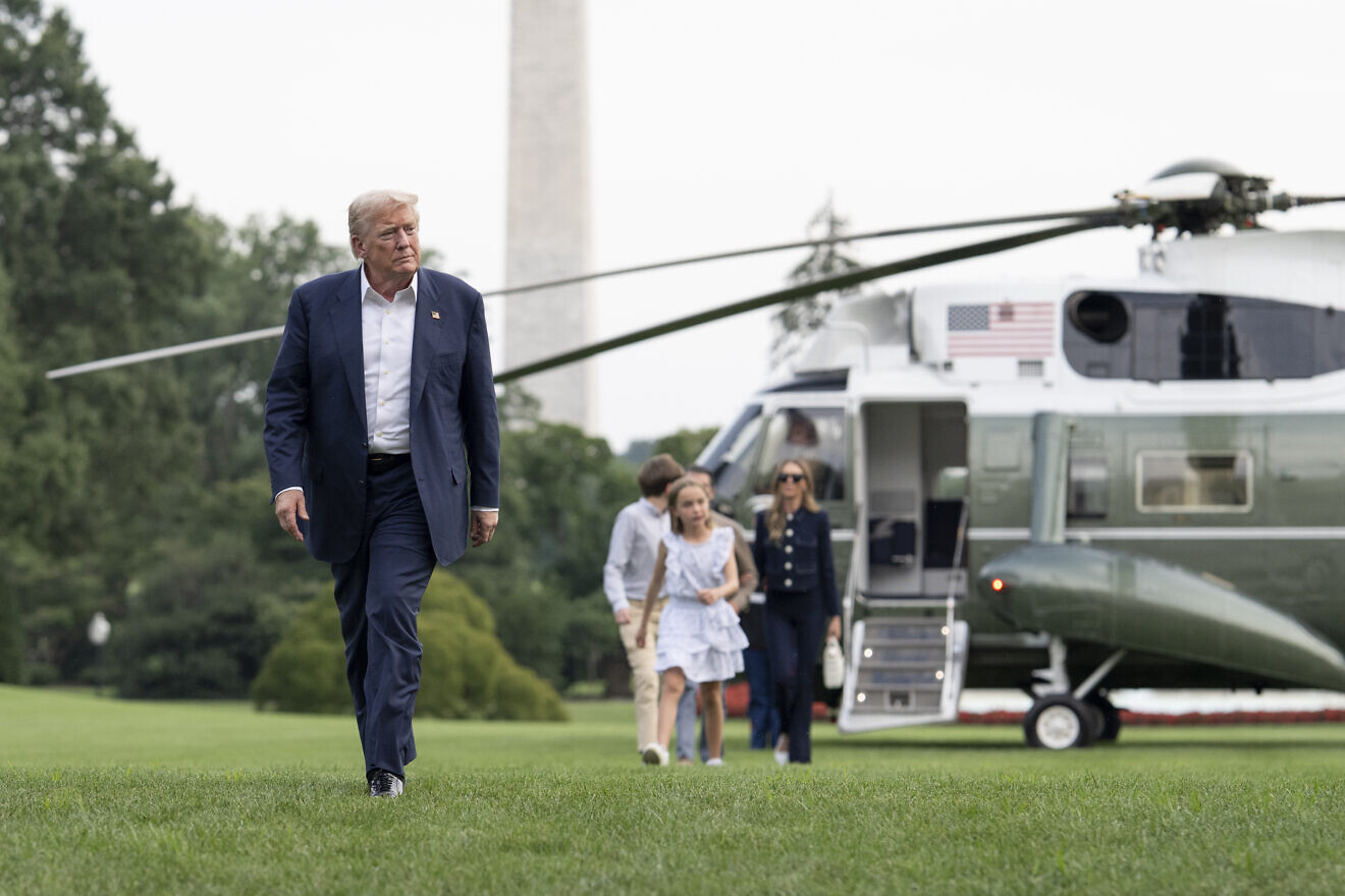 U.S. President Donald Trump disembarks Marine One on the South Lawn of the White House after a trip to Scotland, July 29, 2025. Credit: Molly Riley/White House.