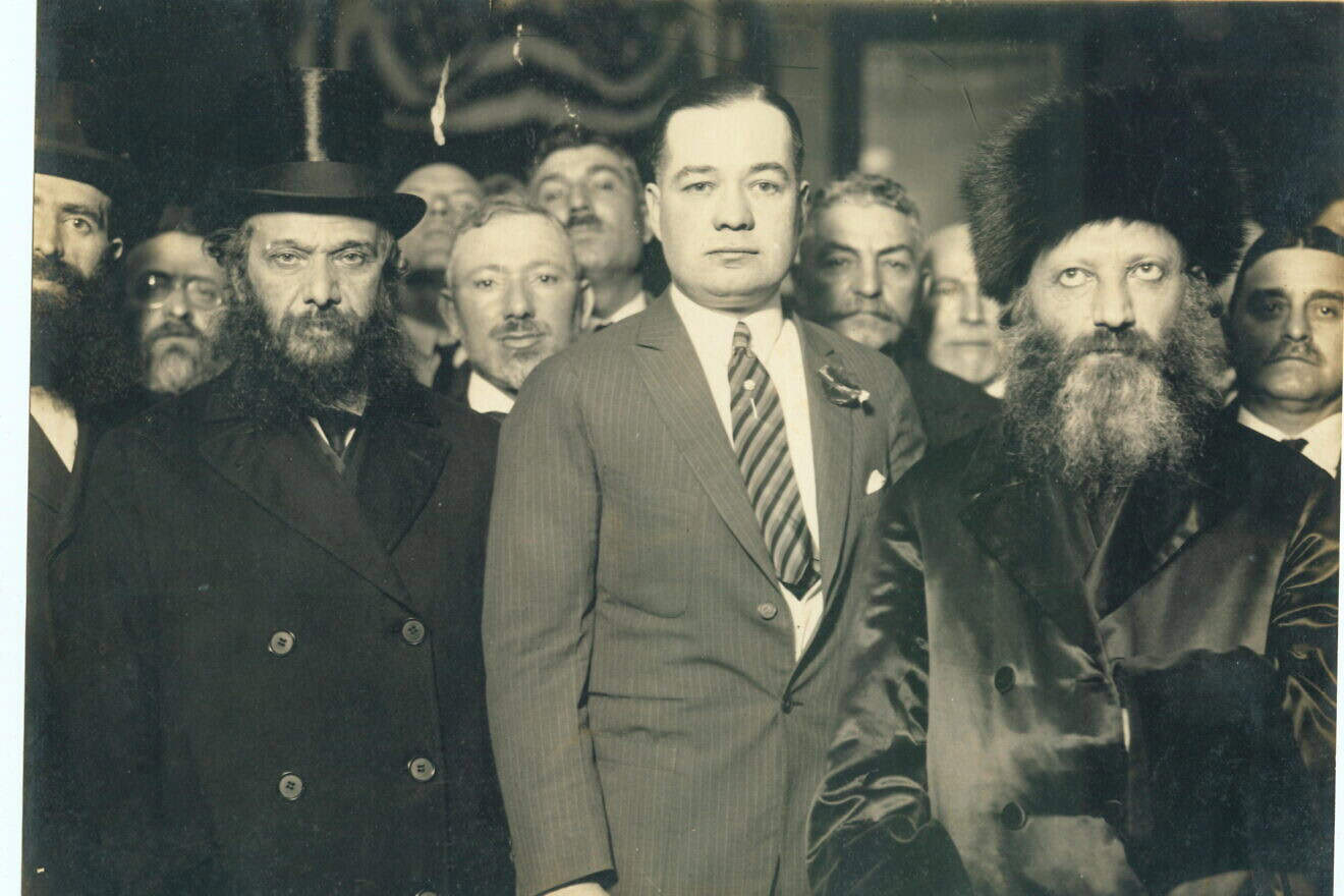 Abraham Isaac HaCohen Kook (right) with New York Mayor John F. Hylan in 1924. Credit: Wikimedia Commons.