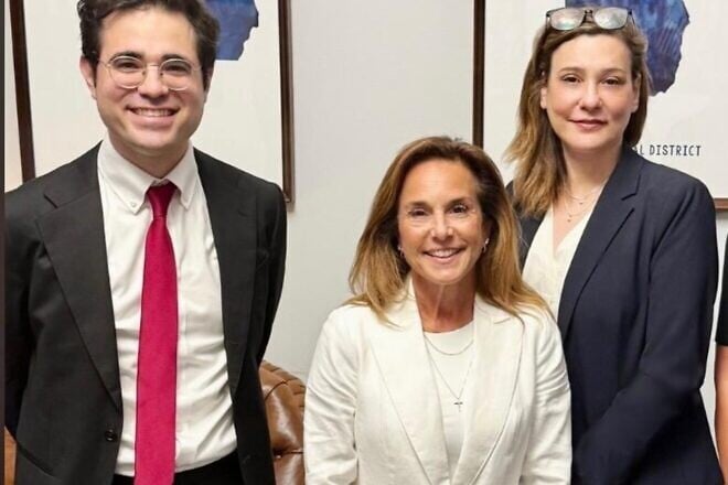 Alan Mendelsohn senior associate at Alston & Bird, Rep. Lisa McClain (R-Mich.) and Ziporah Reich, director of Litigation at The Lawfare Project. Credit: Courtesy.