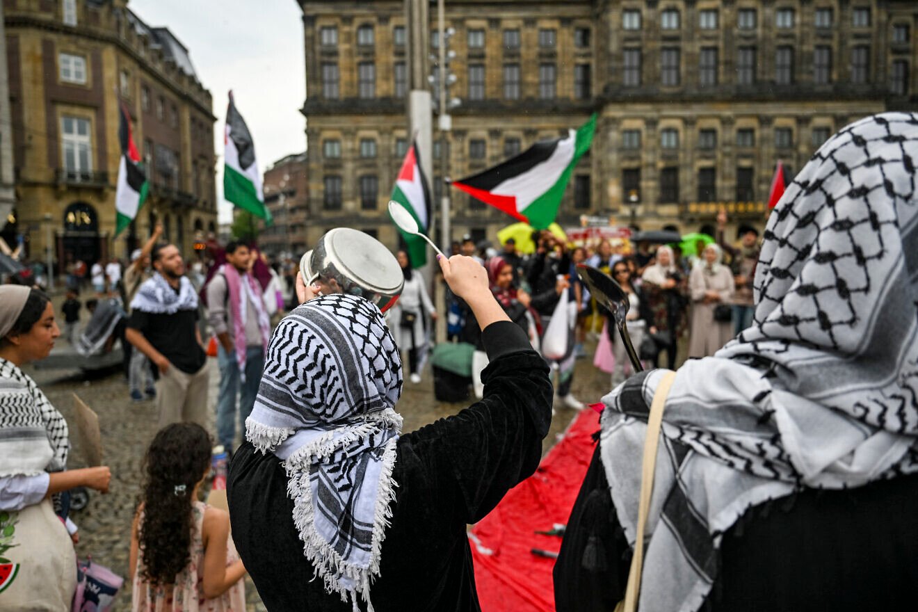 Hundreds of protesters rally in Amsterdam against Israel and for more humanitarian aid to Palestinians in the Gaza. Strip, on July 20, 2025. Photo by Mouneb Taim/Middle East Images/AFP via Getty Images. Hundreds of protesters rally in Amsterdam against Israel and for more humanitarian aid to Palestinians in the Gaza. Strip, on July 20, 2025. Photo by Mouneb Taim/Middle East Images/AFP via Getty Images.