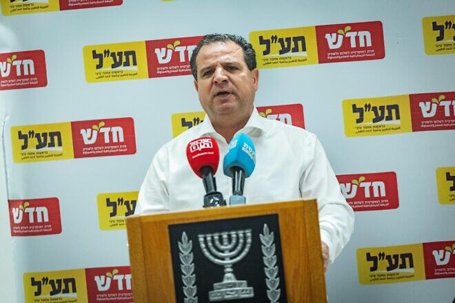 Joint List party chairman Ayman Odeh attends a Hadash-Ta'al faction meeting at the Knesset in Jerusalem, on July 14, 2025. Photo by Yonatan Sindel/Flash90.