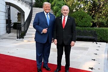 President Donald Trump and Prime Minister Benjamin Netanyahu at the White House, July 7, 2025. Photo by Avi Ohayon/GPO.