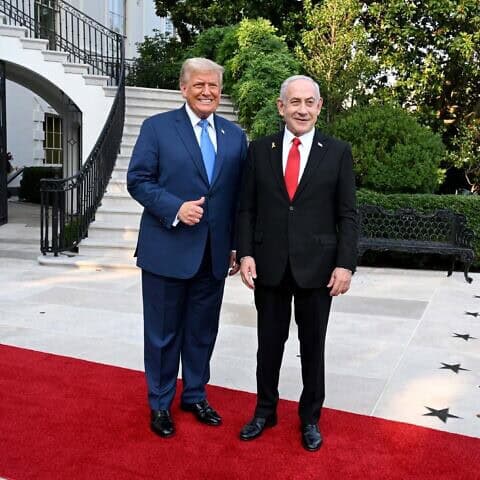 President Donald Trump and Prime Minister Benjamin Netanyahu at the White House, July 7, 2025. Photo by Avi Ohayon/GPO.