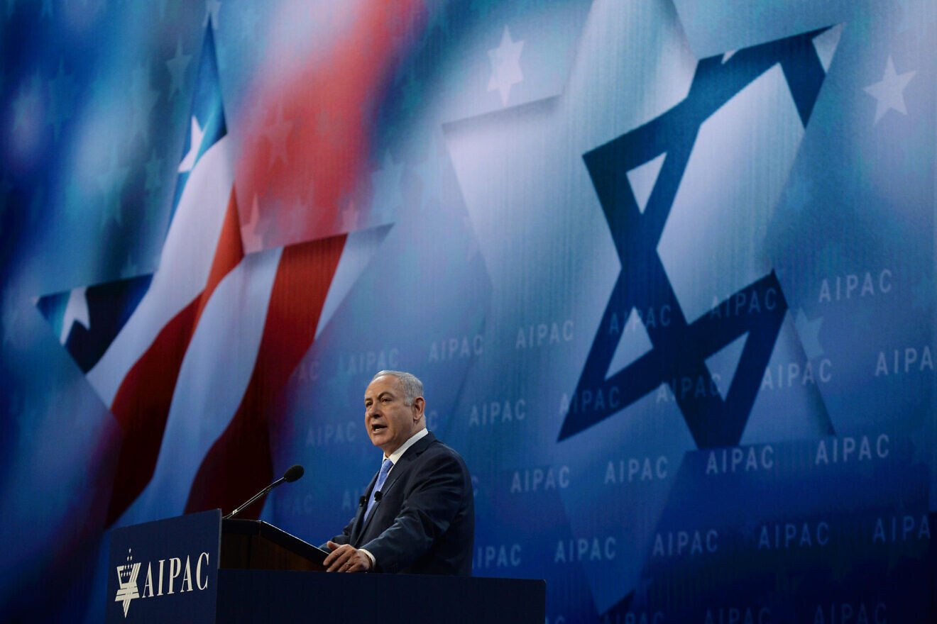 Israeli Prime Minister Benjamin Netanyahu speaks at the AIPAC conference in Washington D.C, March 6, 2018. Credit: Haim Zach/GPO.