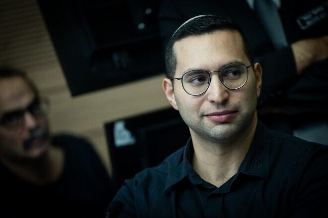 Yitzhak Wasserlauf, Israel's minister for the development of the periphery, the Negev and the Galilee, attends a Knesset committee meeting in Jerusalem, Dec. 2, 2024. Photo by Yonatan Sindel/Flash90.