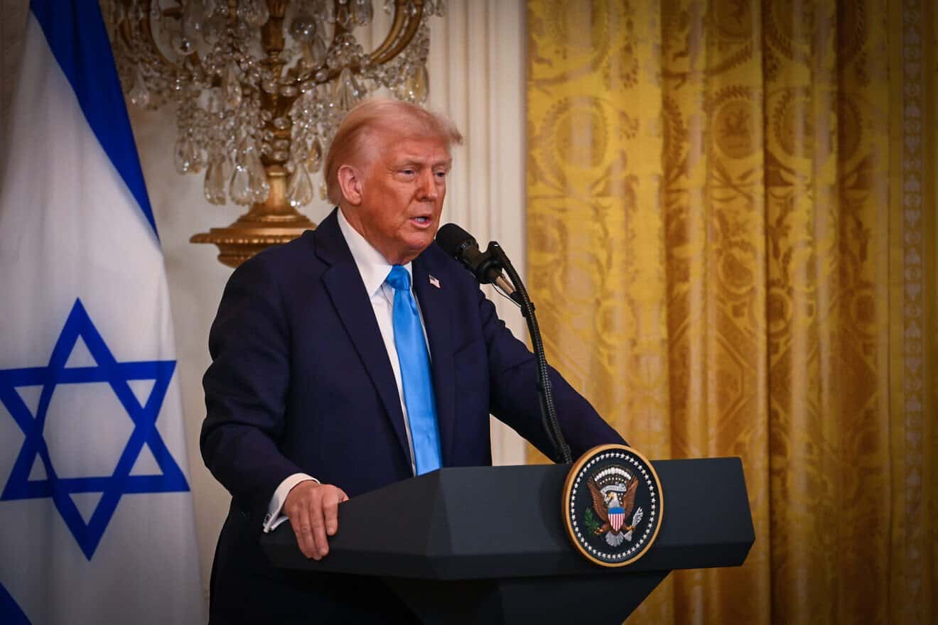 U.S. President Donald Trump and Israeli Prime Minister Benjamin Netanyahu holding a joint press conference at the White House in Washington, D.C., on Feb. 4, 2025. Photo by Liri Agami/Flash90