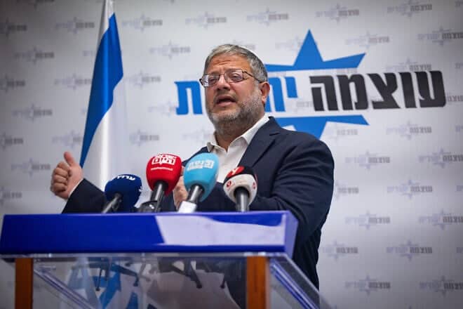 Israeli National Security Minister Itamar Ben-Gvir leads a faction meeting of his Otzma Yehudit Party at the Knesset in Jerusalem, July 21, 2025. Photo by Yonatan Sindel/Flash90.
