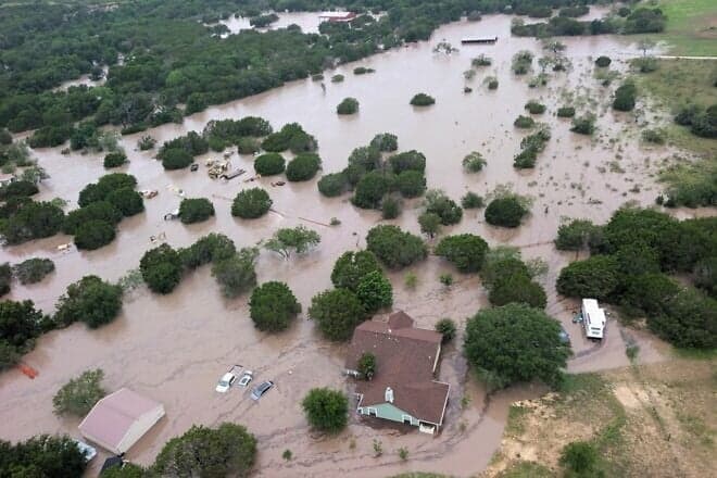 Search-and-rescue operations continued for missing persons after the Texas Hill Country, a region spanning the central and southern parts of the state, became inundated after torrential rain, causing the Guadalupe River to rise as much as 30 feet in some places, July 5, 2025. Credit: U.S. Coast Guard via Wikimedia Commons.