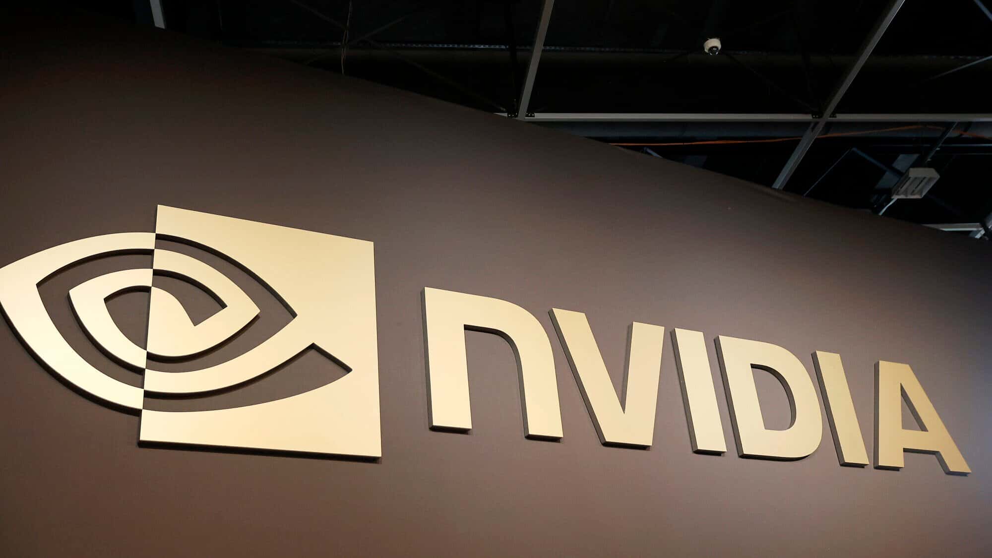 The logo of the U.S. company Nvidia, which designs graphics processors, application programming interfaces (APIs) for data science and supercomputing, as well as systems on a chip (SoCs) for the mobile computing and automotive markets, at the 9th edition of the VivaTech show at Parc des Expositions Porte de Versailles on June 12, 2025 in Paris, France. Photo by Chesnot/Getty Images.