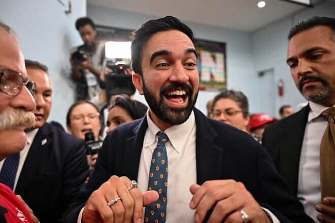 New York state assemblyman Zohran Mamdani, the Democratic primary candidate for mayor, leaves a press conference celebrating his primary victory with leaders and members of the city's labor unions in New York City on July 2, 2025. Photo by Angela Weiss/AFP via Getty Images.