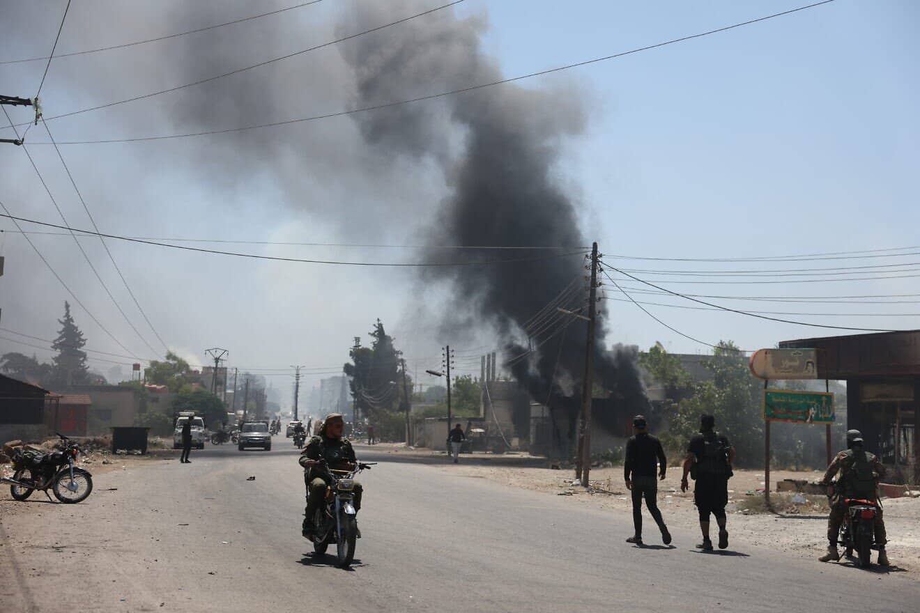 Bedouin fighters on the streets in Sweida, Syria, on July 18, 2025. Photo by Ali Haj Suleiman/Getty Images.