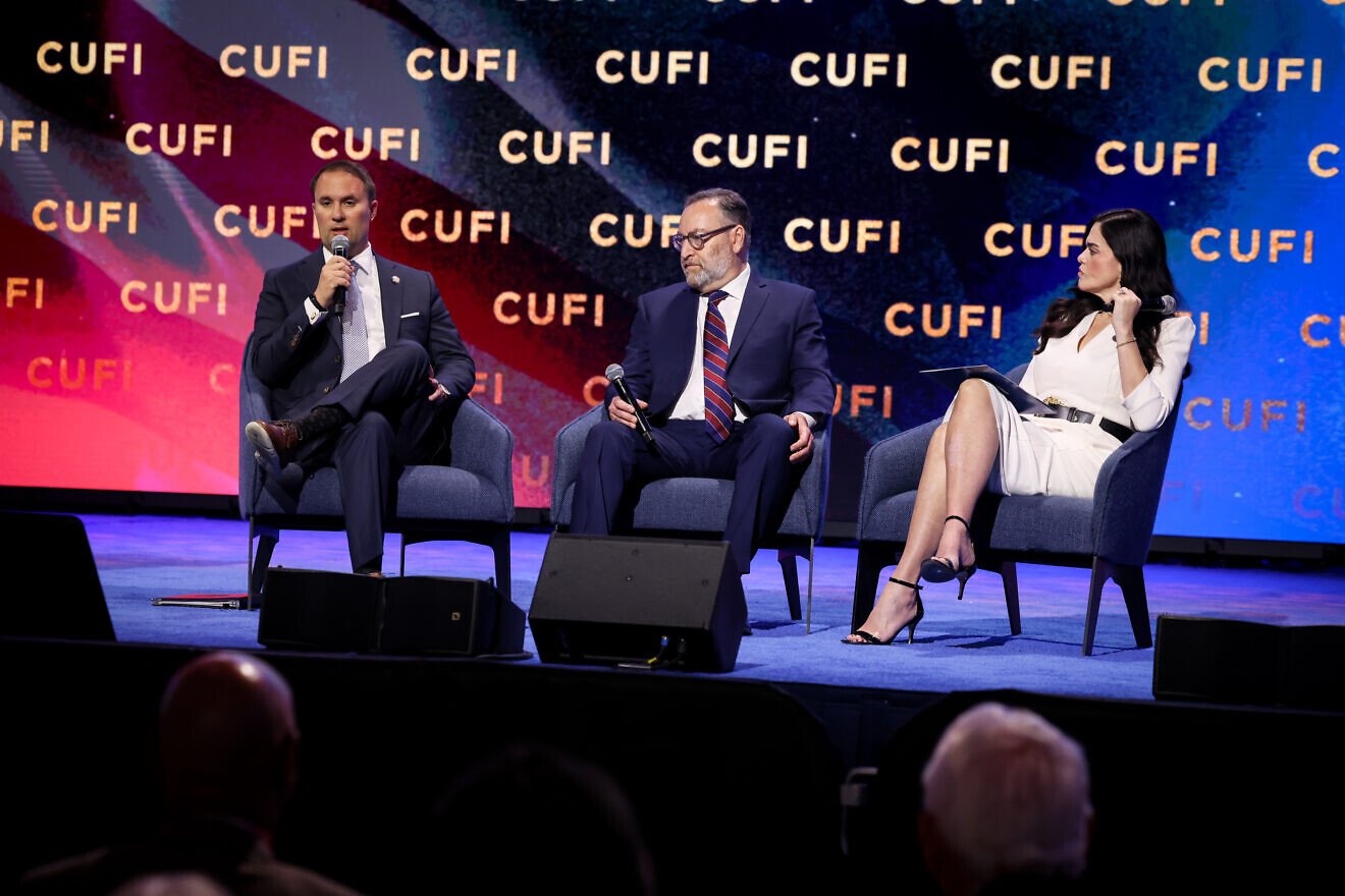 Jason Miyares, the Virginia attorney general, speaks at the Christians United for Israel annual event in the Washington area, held from June 29 to July 1, 2025. Credit: CUFI.