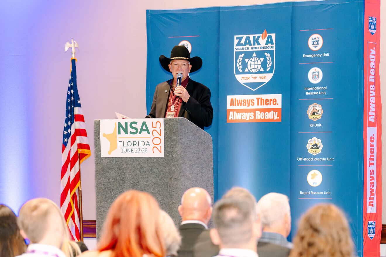 Keiran Donahue, sheriff of Canyon County, Calif., speaks to attendees at the ZAKA event at the National Sheriffs' Association, July 7, 2025. Photo by Gabby Darling/National Sheriffs’ Association.