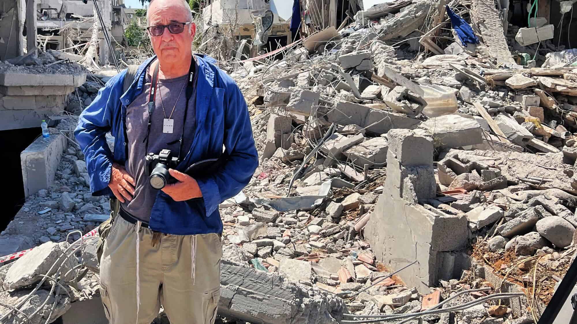 Ilan Ossendryver in Rishon Letzion after the Iranian missile attack there on June 14, 2025. Photo courtesy of Ilan Ossendryver.