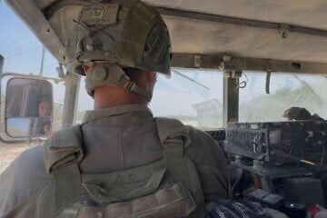 In an armored vehicle in the northern Gaza Strip, July 17, 2025. Credit: ILTV.