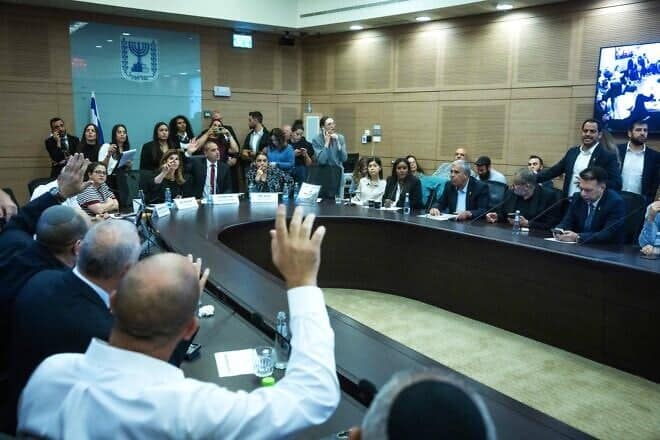 A House committee meeting at the Knesset in Jerusalem on July 29, 2025. Photo by Chaim Goldberg/Flash90.