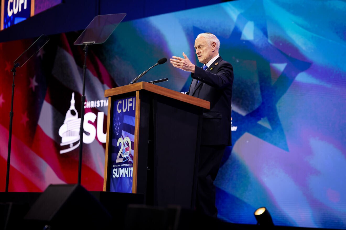 Malcolm Hoenlein, executive vice president emeritus of the Conference of Presidents of Major American Jewish Organizations, speaks at the Christians United for Israel annual event in the Washington area, held from June 29 to July 1, 2025. Credit: CUFI.