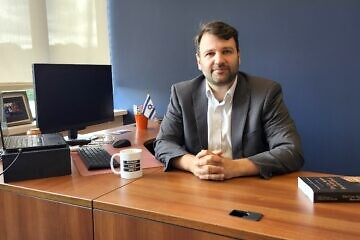 Noah Shack, 41, CEO of the Centre for Israel and Jewish Affairs, at his office in Toronto, July 2025. Photo by Dave Gordon.