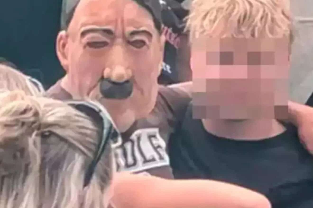 The Hitler impersonator at the Sachsenring circuit in Hohenstein-Ernstthal, Saxony, July 11, 2025. Source: Reddit.com/Screenshot.