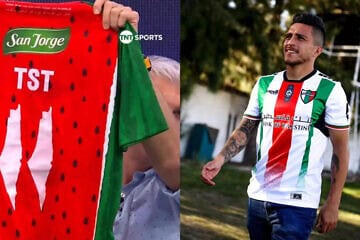 The new jerseys of Santiago's Palestino soccer club. Source: Social media.