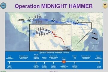 Timeline of “Operation Midnight Hammer,” June 22, 2025.
Credit: U.S. Department of Defense via Wikimedia Commons.