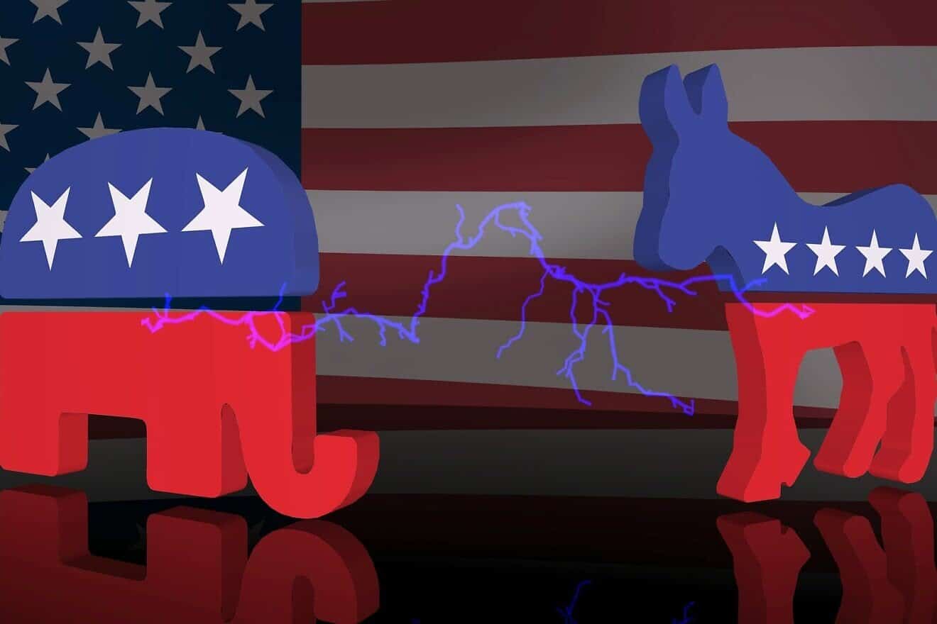 Republicans and Democrats two major-party political system in the United States. Credit: chayka1270/Pixabay.