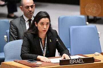 Reut Shapir Ben-Naftaly, political coordinator for the Israeli mission to the United Nations, addresses a U.N. Security Council meeting, June 10, 2024. Credit: Evan Schneider/U.N. Photo.