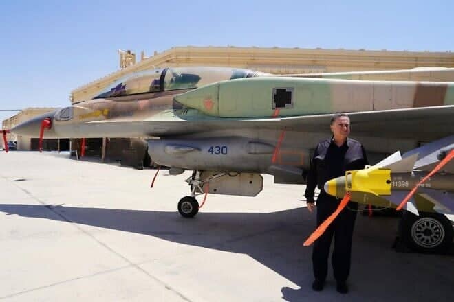 Defense Minister Israel Katz visiting the Ramon Air Force Base, 30 miles south of Beersheva, July 27, 2025. Photo by Ariel Hermoni/Ministry of Defense.