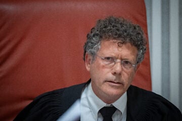Israeli Supreme Court president Yitzhak Amit attends a court hearing on petitions concerning the manner of appointing the head of the Shin Bet, at the Supreme Court in Jerusalem. July 1, 2025. Photo by Yonatan Sindel/Flash90.