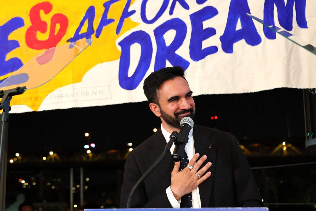 New York state assemblyman Zohran Mamdani addresses supporters at an Election Night gathering at the Greats of Craft LIC in the Long Island City neighborhood of the Queens, N.Y., on June 24, 2025. He was announced winner of the Democratic nomination for mayor in a crowded field in the city’s mayoral primary to choose a successor to New York City Mayor Eric Adams, who is running for re-election as an Independent. Photo by Michael M. Santiago/Getty Images.