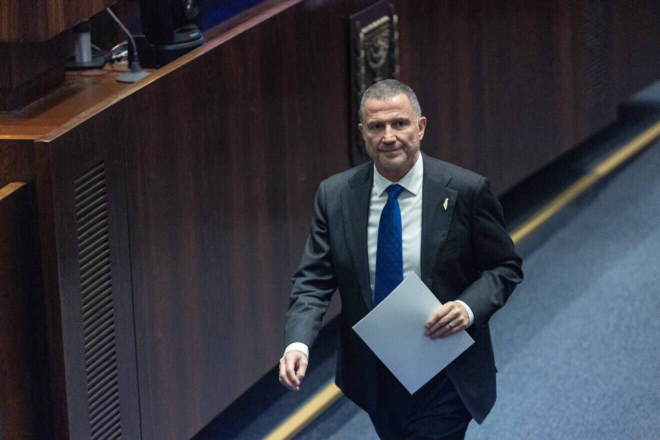 MK Yuli Edelstein attends a discussion at the plenum hall of the Knesset, the Israeli parliament in Jerusalem, on July 23, 2025. Photo by Yonatan Sindel/Flash90.