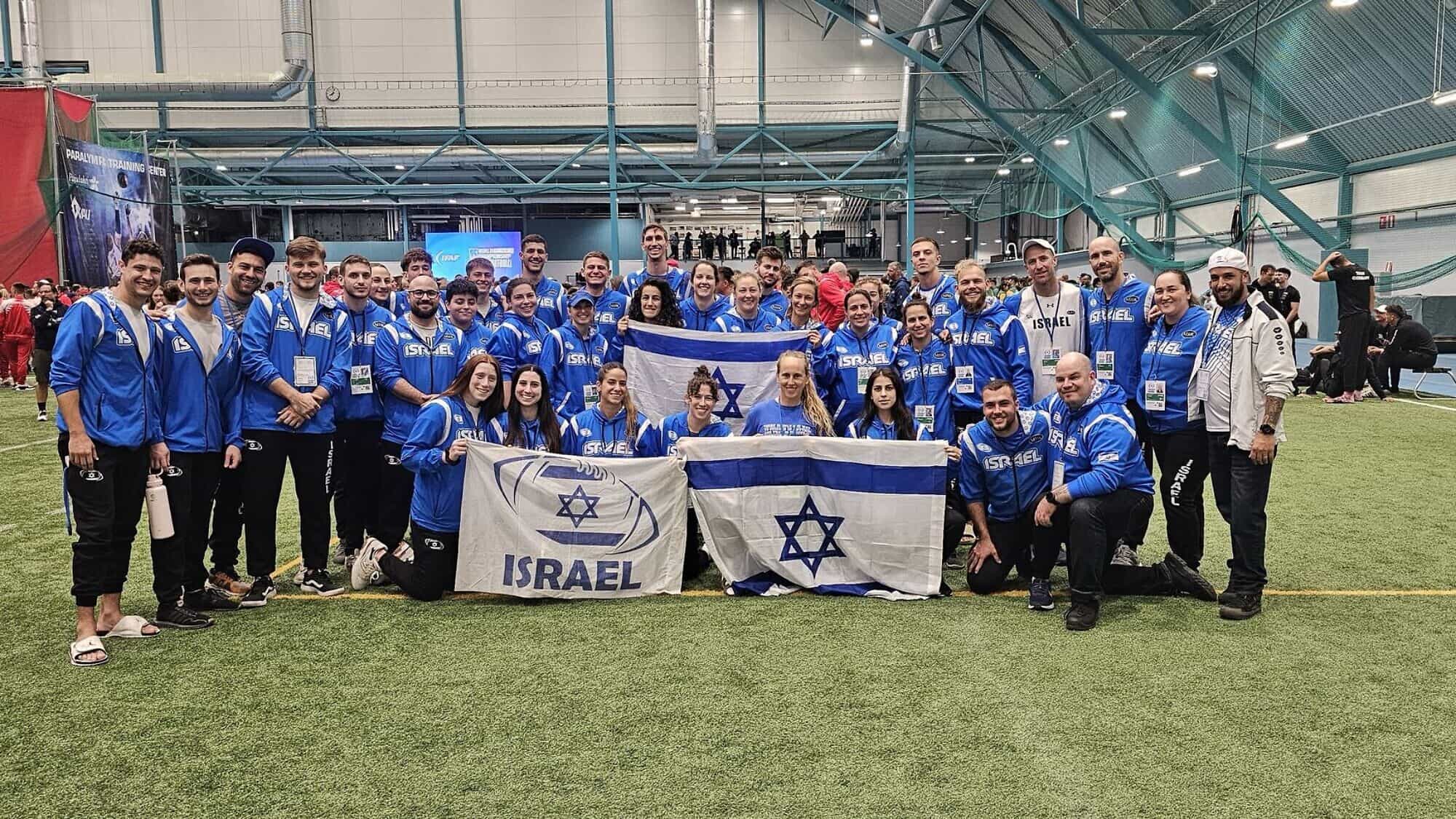 Male and female Israel players at the 2024 World Flag Football Championships in Finland. Credit: Courtesy  AFI.