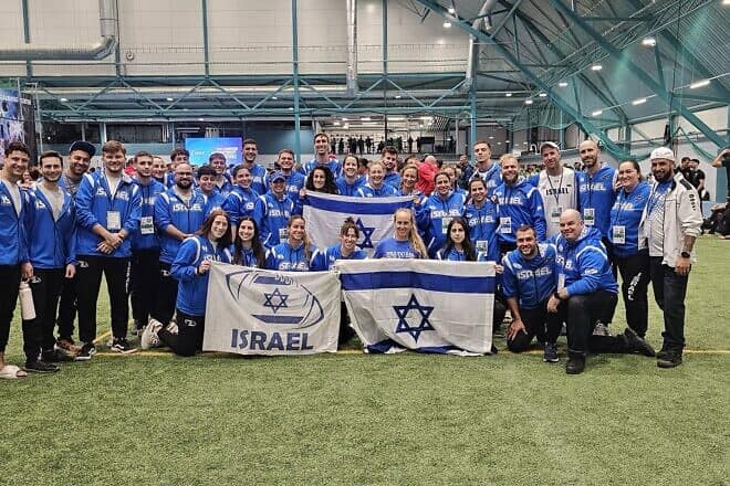 Male and female Israel players at the 2024 World Flag Football Championships in Finland. Credit: Courtesy  AFI.