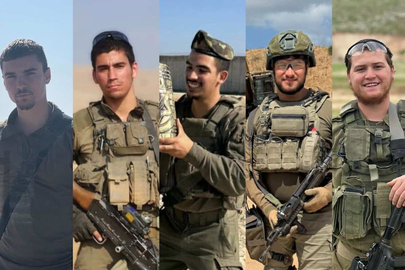 The five Israel Defense Forces soldiers killed in an IED blast in the northern Gaza Strip on July 7, 2025. Credit: IDF.