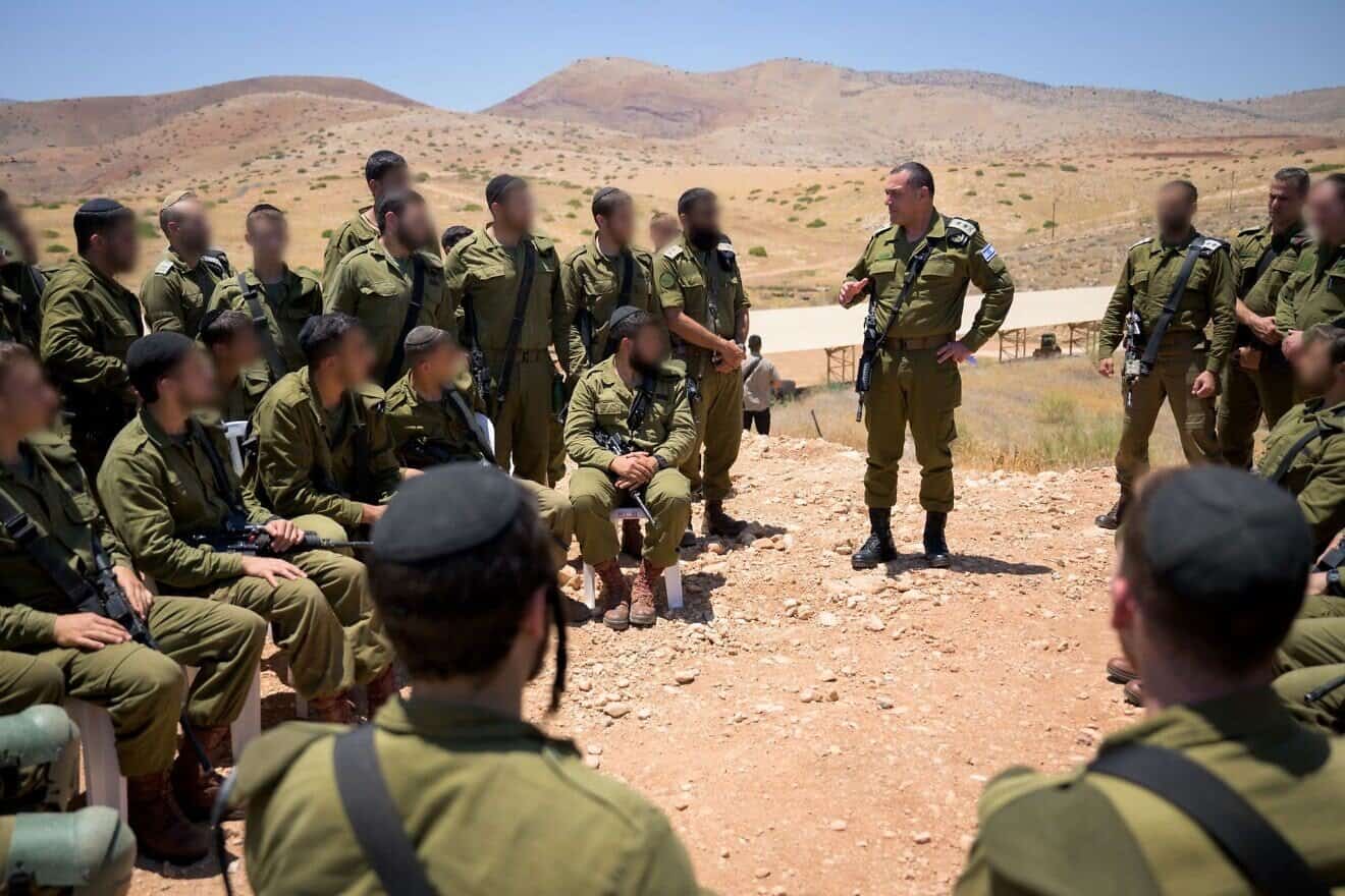 IDF Chief of Staff Lt. Gen. Eyal Zamir with soldiers of the Haredi Hasmonean Brigade at the Tevez Training Base in the Jordan Valley, July 6, 2025. Credit: IDF.