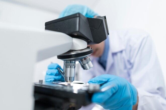 Medical researcher using a microscope. Credit: Chokniti Khongchum/Pexels.