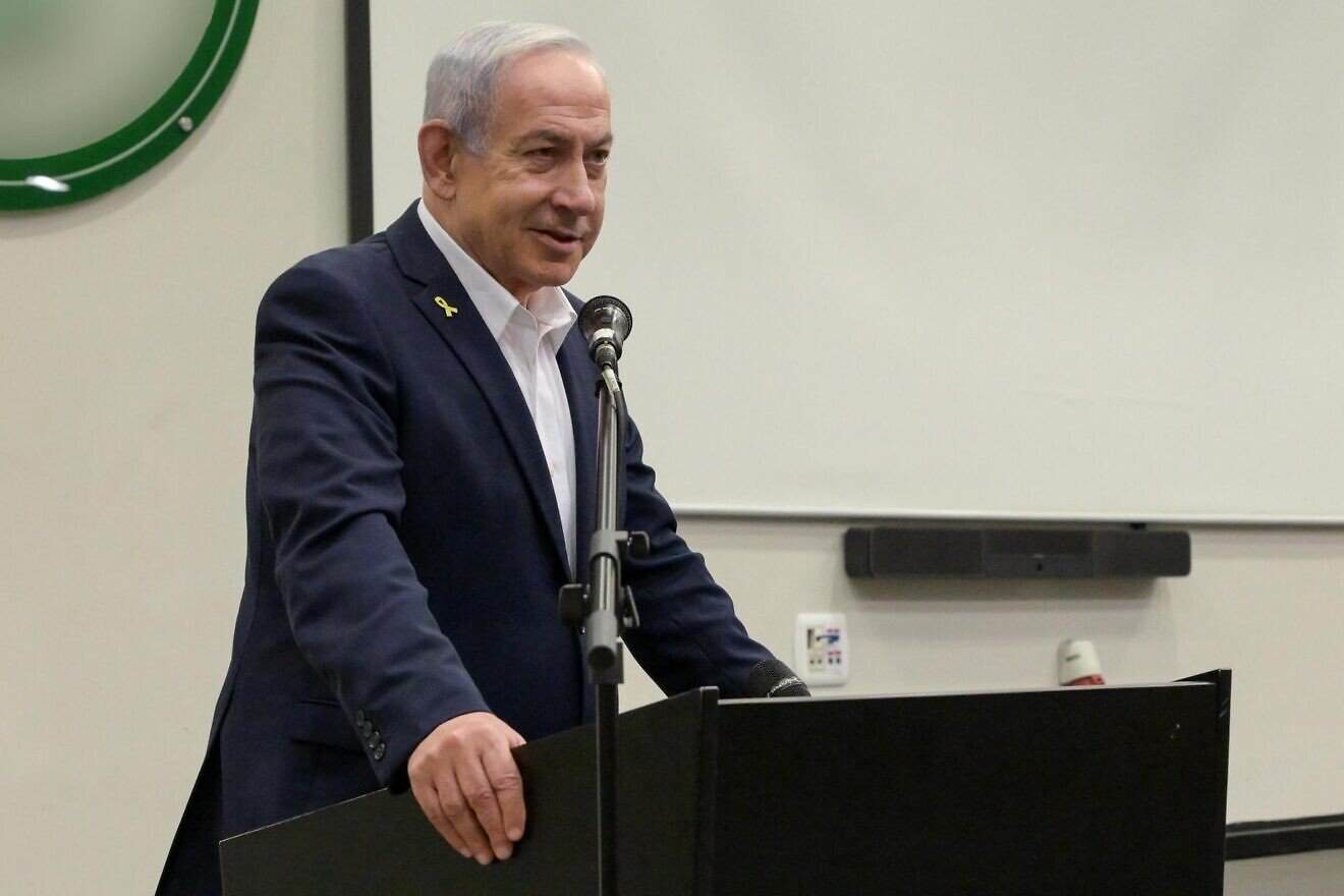 Israeli Prime Minister Benjamin Netanyahu during a visit to the Israel Defense Forces' Military Intelligence Directorate, July 28, 2025. Photo by Maayan Toaf/GPO.