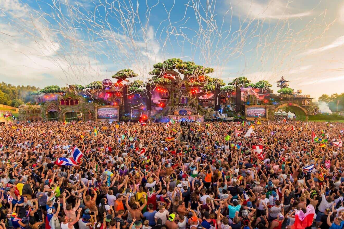Attendees celebrate at the Tomorrowland festival in Boom, Belgium, on July 22, 2016. Credit: Me109zito/Tomorowland Music Festival.
