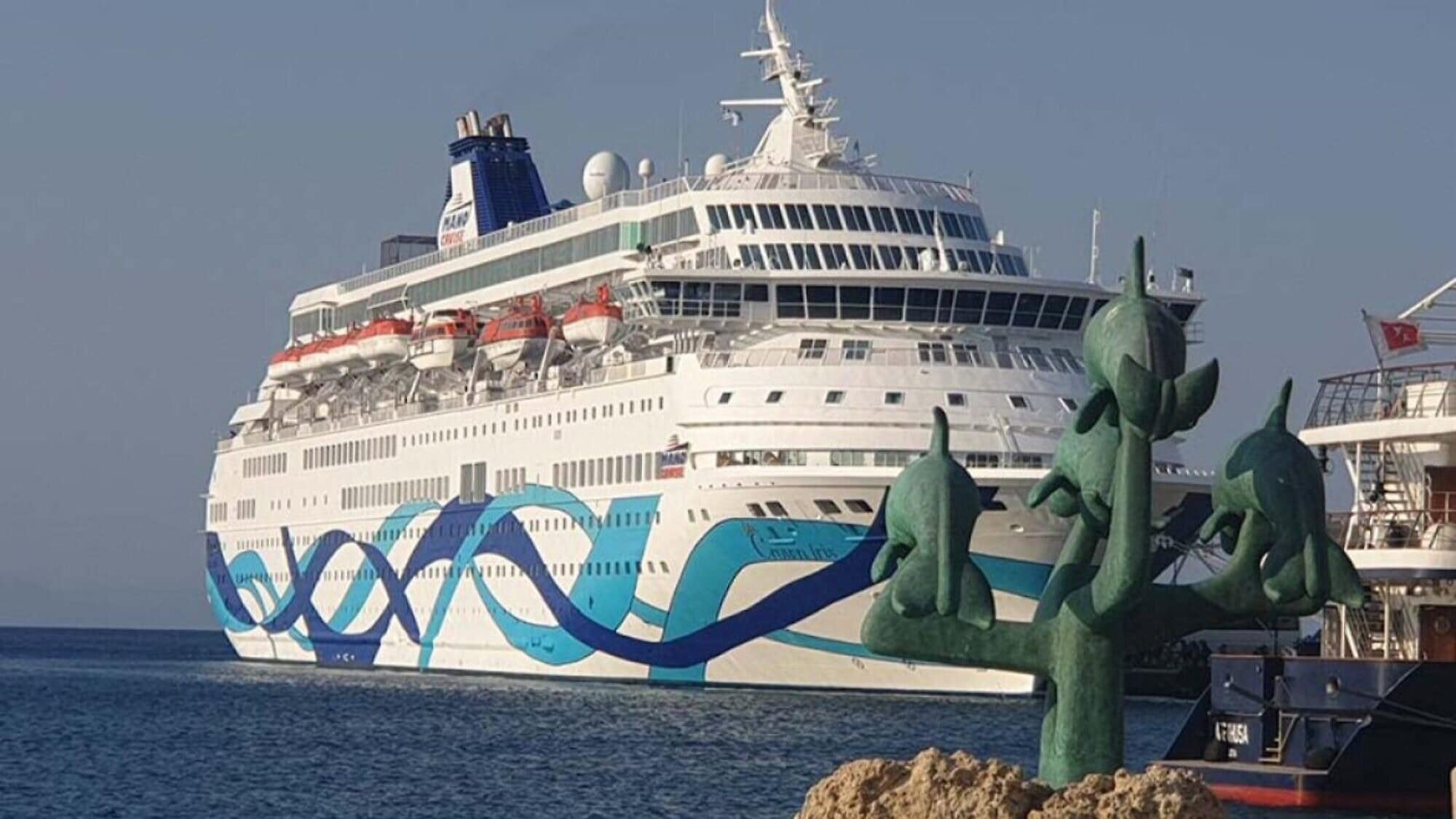 The MS Crown Iris in port at the isle of Rhodes, Greece. Credit: Mano Maritime.